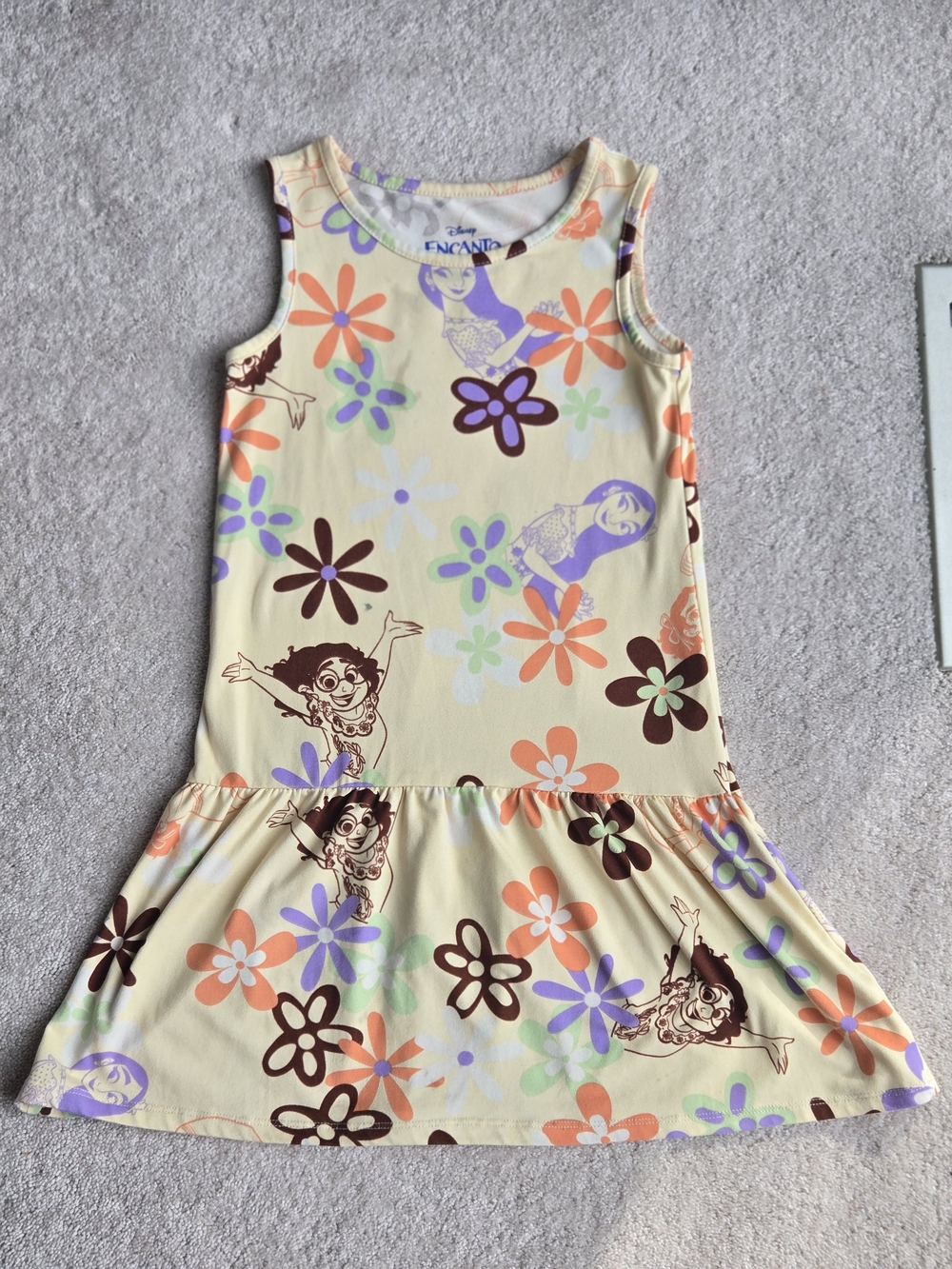 Disney Yellow Floral Tank Dress with Multicolor Prints